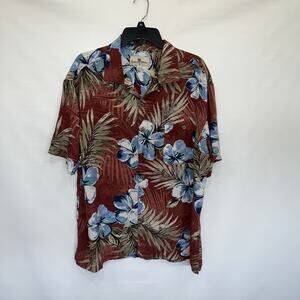 Island Shore Button Up Adult XL Multicolor Mens Short Sleeve 100% Rayon Shirt